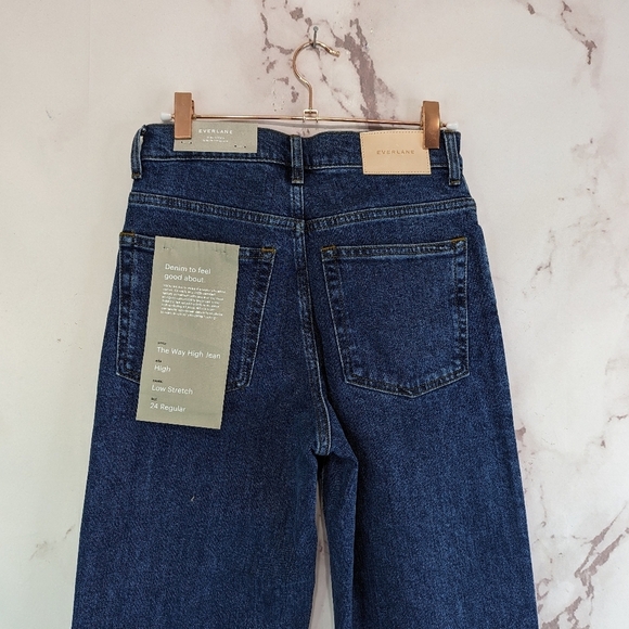 Everlane The Way High Jean Dark Wash Denim Straight Zip Fly Regular - Picture 7 of 11